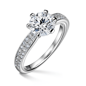 Florence Side Stones | Zásnubní prsten se středovým kamenem 1.310ct, bílé zlato, s diamanty 57