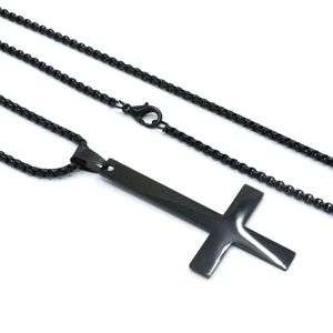 Aranys Ocelový obrácený kříž s řetízkem, varianty, Černá 01536