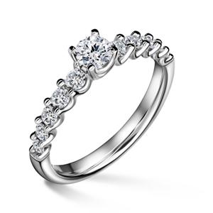 Dafné | Zásnubní prsten se středovým kamenem 0.25ct, bílé zlato, s diamanty 56