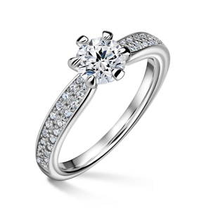 Florence Side Stones | Zásnubní prsten se středovým kamenem 0.700ct, bílé zlato, s diamanty 46
