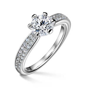 Florence Side Stones | Zásnubní prsten se středovým kamenem 0.900ct, bílé zlato, s diamanty 49