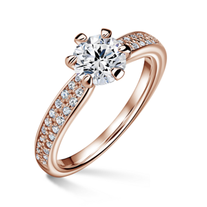 Florence Side Stones | Zásnubní prsten se středovým kamenem 0.900ct, růžové zlato, s diamanty 58