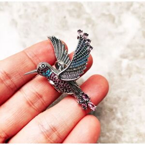 Aranys Magický stříbrný přívěsek kolibřík s kameny 15528