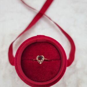Granát Zlatý prsten srdce český granát, 65, Bílé zlato Au 585/1000 56496