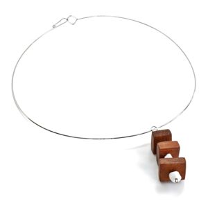Aranys Dřevěný náhrdelník dřevo s kamenem, Magnezit 02415