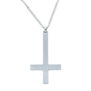 Aranys Ocelový obrácený kříž s řetízkem, varianty, Stříbrná 01537