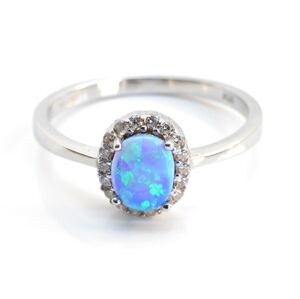Aranys Stříbrný prsten opál modrý, 56 04438