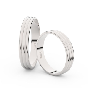 Snubní prsteny z bílého zlata, 4 mm, trojvlnný, pár - 4K37