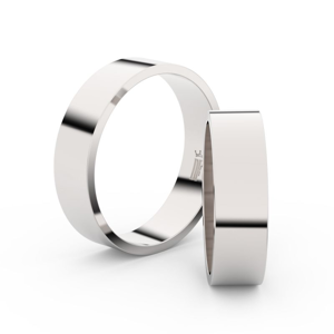 Snubní prsteny z bílého zlata, 5.5 mm, plochý, pár - 1G55