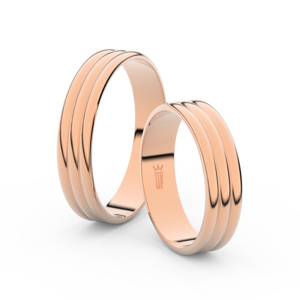 Snubní prsteny z růžového zlata, 4.7 mm, trojvlnný, pár - 4J47
