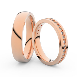 Snubní prsteny z růžového zlata s brilianty, pár - 3897