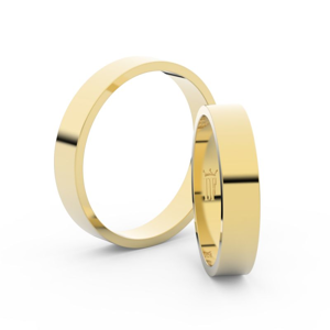 Snubní prsteny ze žlutého zlata, 4 mm, plochý, pár - 1G40