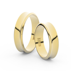 Snubní prsteny ze žlutého zlata, 5 mm, konkávní, pár - 5A50