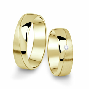 Snubní prsteny ze žlutého zlata s briliantem, pár - 01