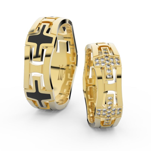 Snubní prsteny ze žlutého zlata s brilianty, pár - 3042