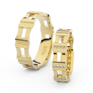 Snubní prsteny ze žlutého zlata s brilianty, pár - 3084