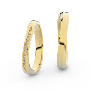 Snubní prsteny ze žlutého zlata se zirkony, pár - 3017