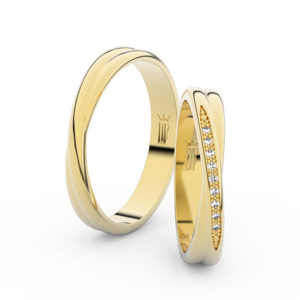 Snubní prsteny ze žlutého zlata se zirkony, pár - 3019