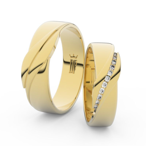 Snubní prsteny ze žlutého zlata se zirkony, pár - 3039