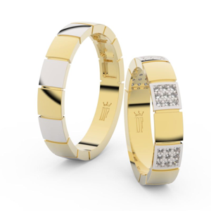Snubní prsteny ze žlutého zlata se zirkony, pár - 3057