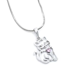 Aranys Stříbrný přívěšek kočky se zirkonem, Růžový zirkon 56425