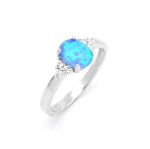 Aranys Stříbrný prsten opál modrý, 52 05612