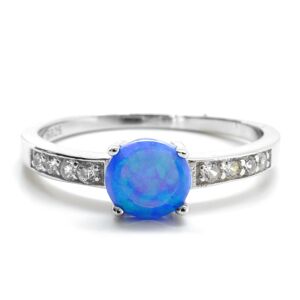 Aranys Stříbrný prsten opál modrý 6mm, 55 09306