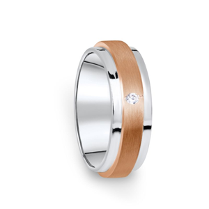 Zlatý dámský prsten DF 12/D, bílé a červené zlato, s briliantem 46