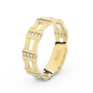 Zlatý dámský prsten DF 3084 ze žlutého zlata, s brilianty 46