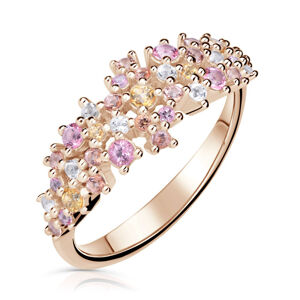 Zlatý dámský prsten DF 5030 z růžového zlata, barevné kameny 63