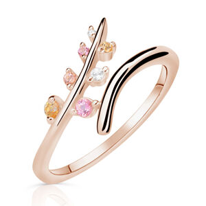 Zlatý dámský prsten DF 5061 z růžového zlata, barevné kameny 59