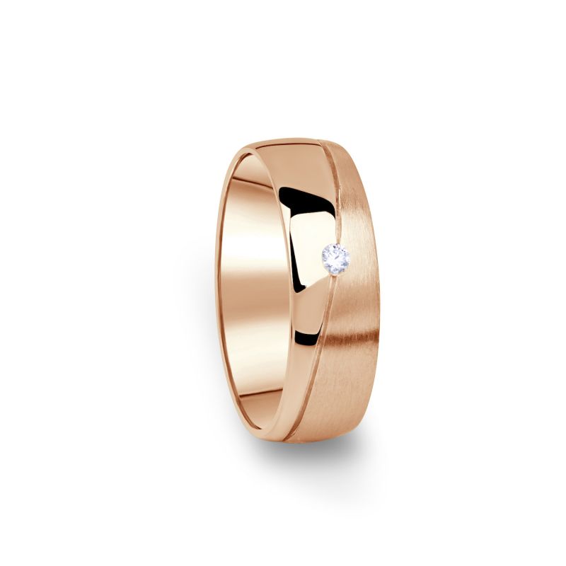 Zlatý dámský snubní prsten DF 01/D z růžového zlata, s briliantem 69