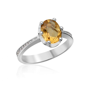 Zlatý zásnubní prsten DF 3362, bílé zlato, citrín s diamanty